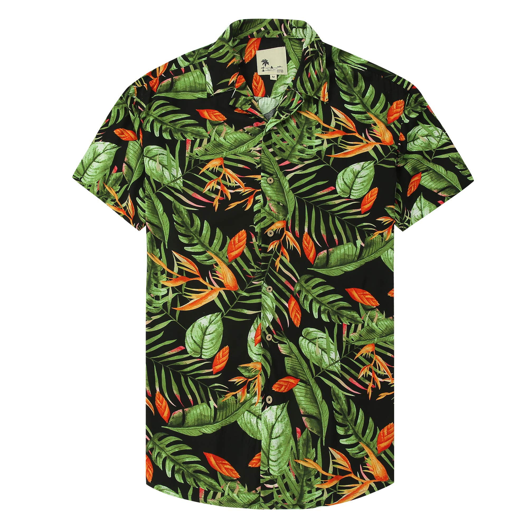 Damipow Hawaiian Shirts for Men Short Sleeve Aloha Beach Shirt Floral Summer Casual Button Down Shirts Two