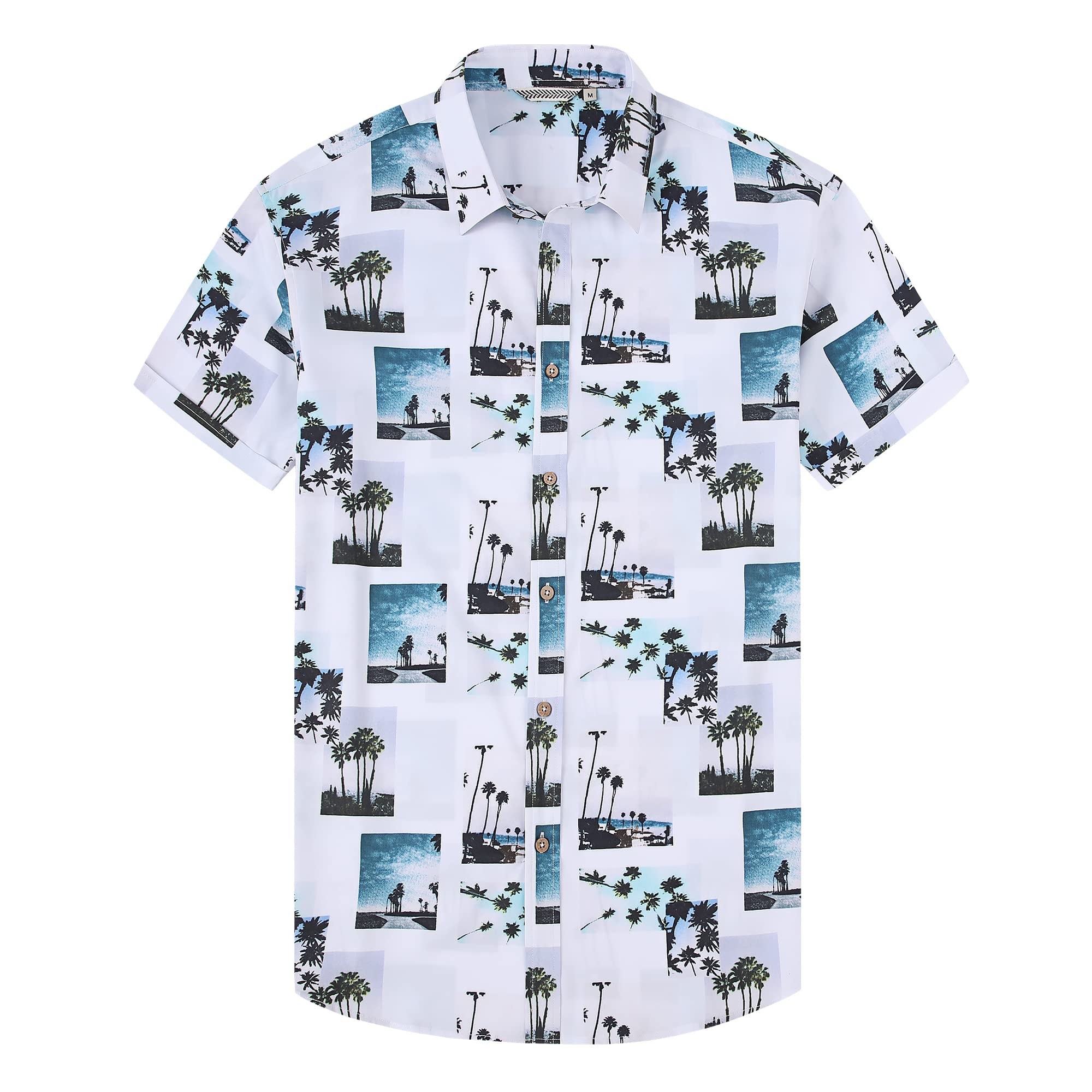 Damipow Hawaiian Shirts for Men Short Sleeve Aloha Beach Shirt Floral Summer Casual Button Down Shirts Eight