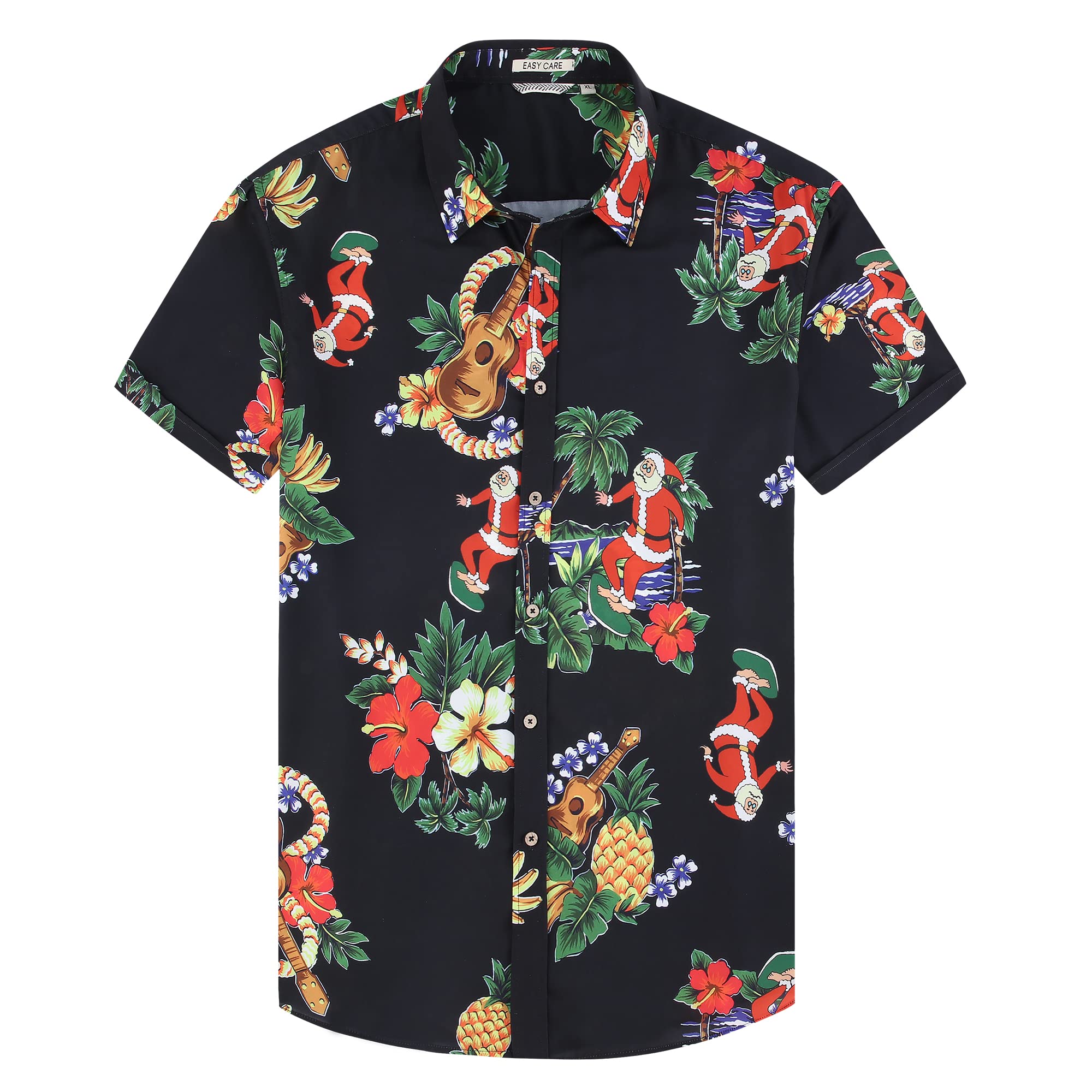 Damipow Hawaiian Shirts for Men Short Sleeve Aloha Beach Shirt Floral Summer Casual Button Down Shirts One