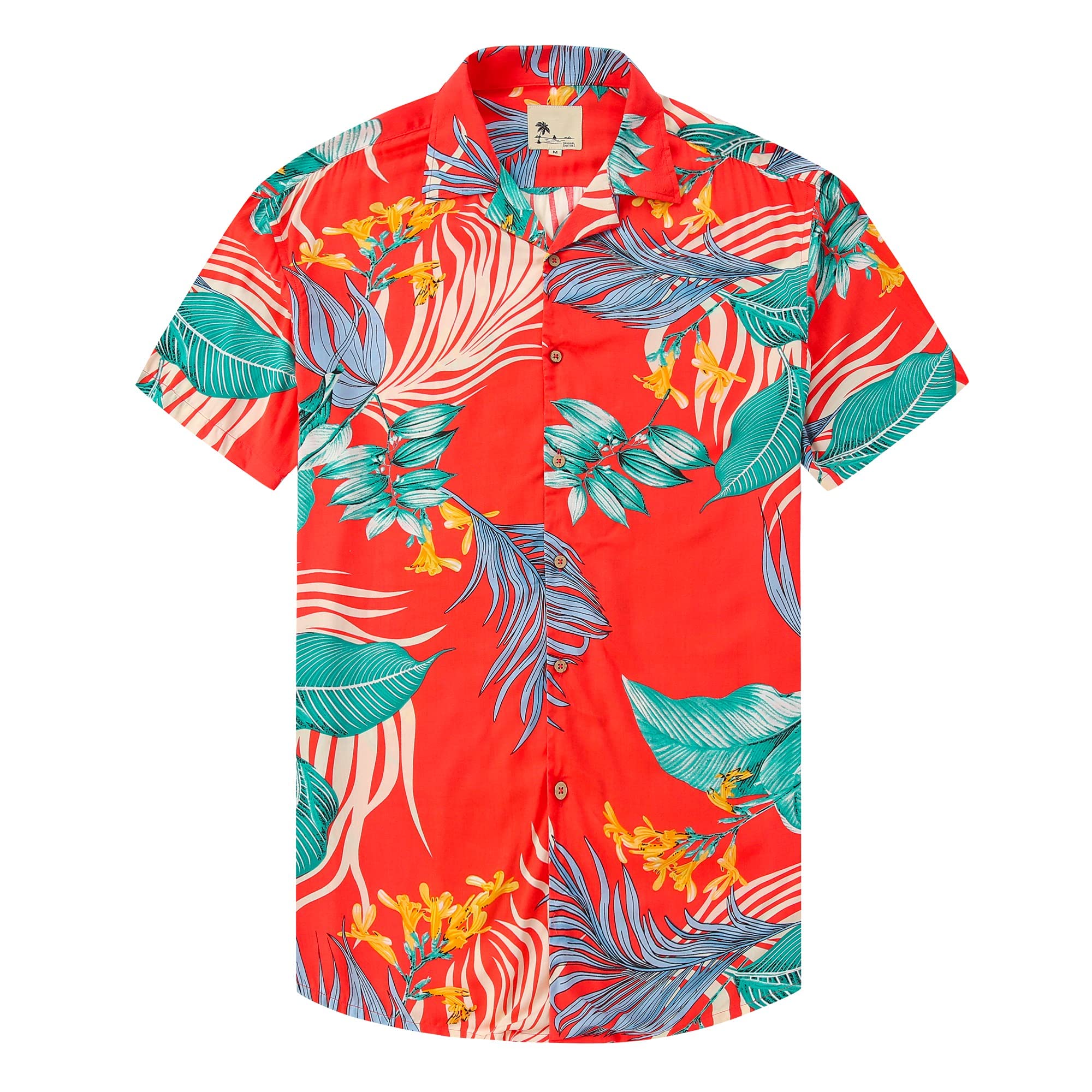 Damipow Hawaiian Shirts for Men Short Sleeve Aloha Beach Shirt Floral Summer Casual Button Down Shirts