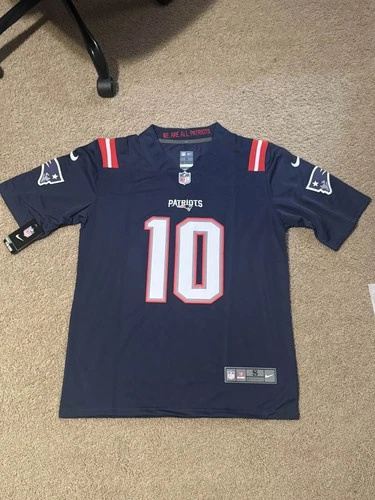 Alternative view of Drake Maye #10 Patriots Navy Blue On Field Nike Stitched Jersey Varsity Baseball Jacket